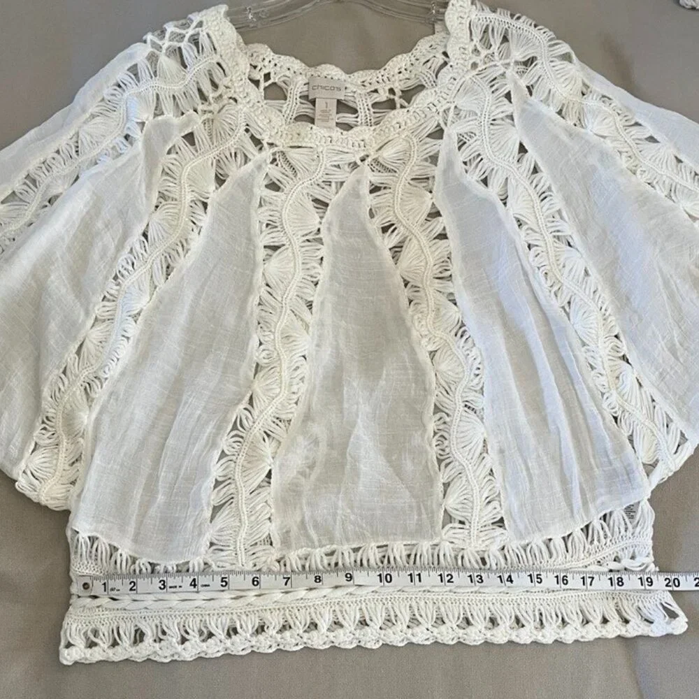 NEW Chico's Breezy Coastal Crochet Summer Top